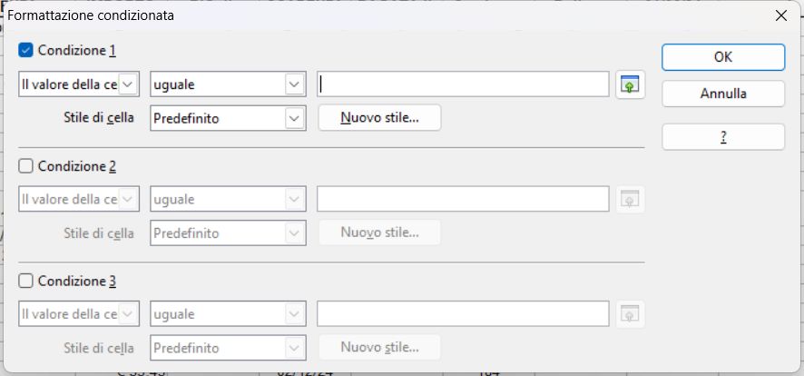 screen shot regola formattazione condizionale (questa è uguale su excell, ma là si vedono i tre segnali selezionati.