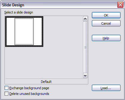 Selecting a slide (page) design