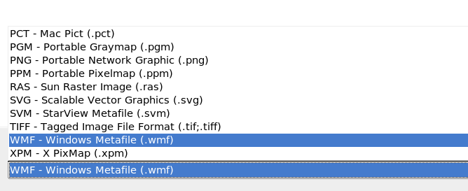 Lower part of the Export dialog window