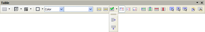 A preview of the "Table" tool bar in impress