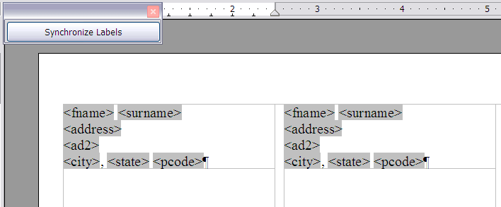 Labels showing only one paragraph mark each