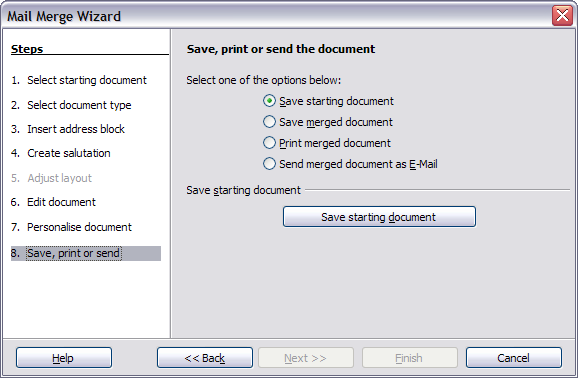 Saving the document