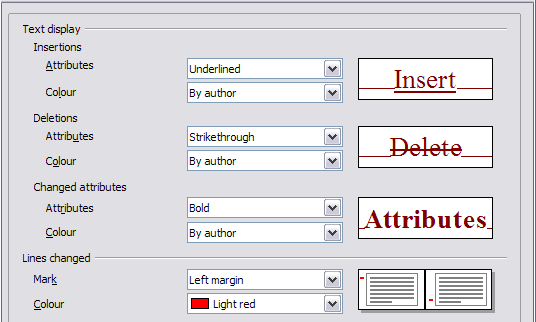 Change tracking options