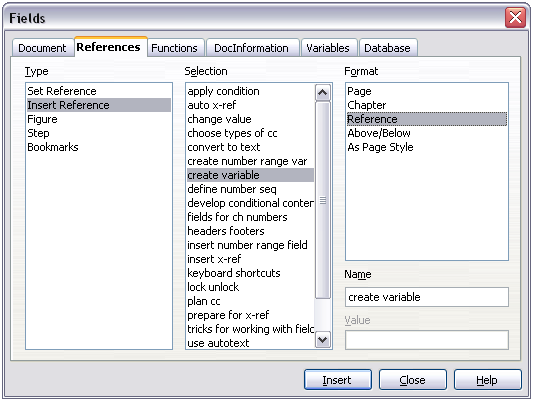 Inserting a cross-reference to a heading