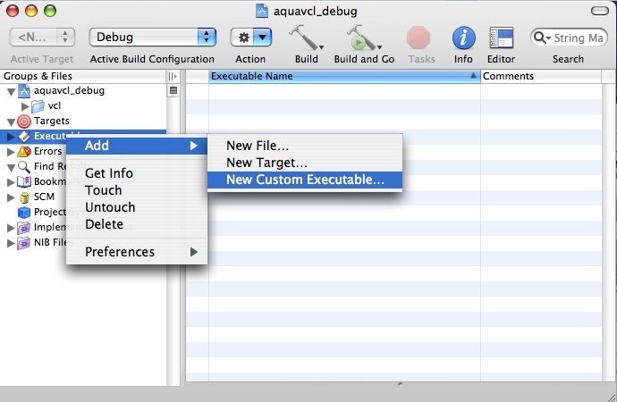 XCode debug add new executable.jpg