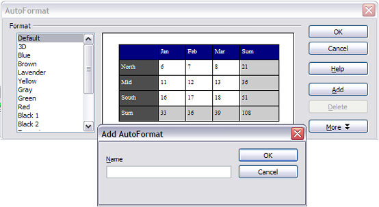 AutoFormat dialog box