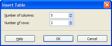 A preview of the Insert Table dialog