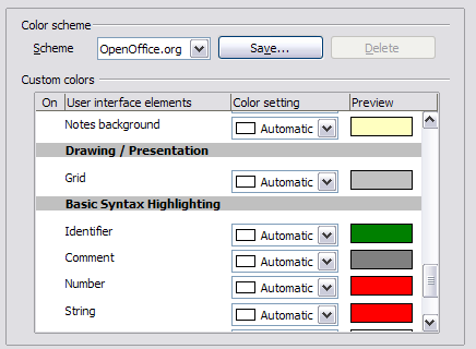 Changing the color of grid points in Impress and Draw