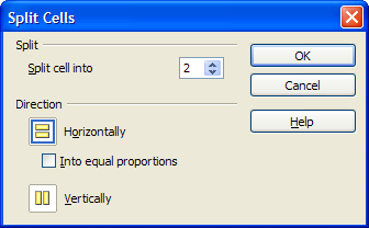 A preview of the "Split Cells" dialog