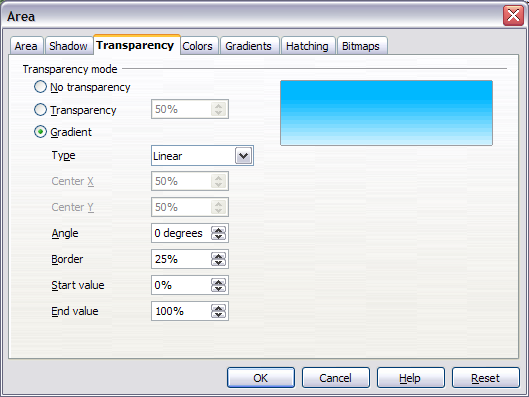 Setting the object transparency