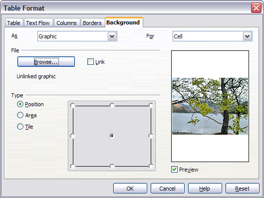 Table Format dialog box