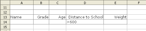 Calc database functions 'criteria' table