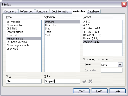 Defining a field to restart a number range variable