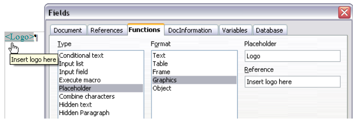 Inserting a placeholder field