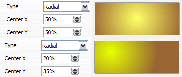 Option Centrer d'un dégradé radial