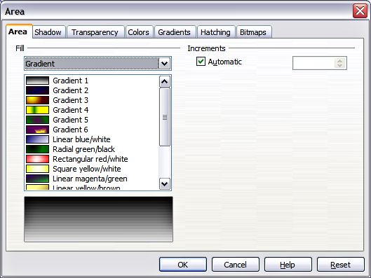 Selecting a gradient fill