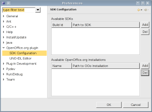 SDK configuration window