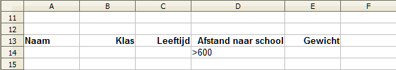 'Criteria'-tabel voor database-functies in Calc