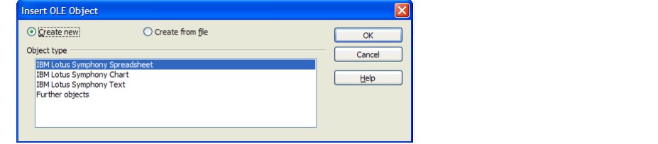 Inserting OLE object