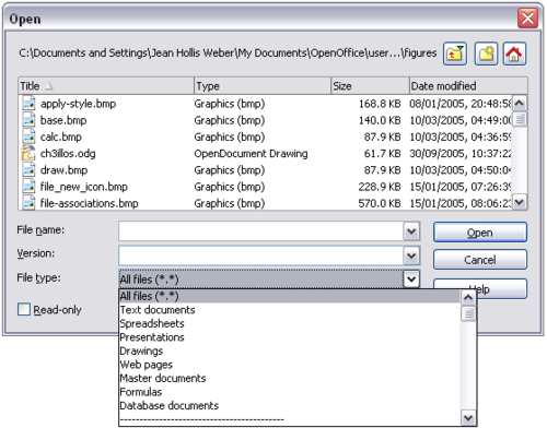 Figure 7: The OOo Open dialog.